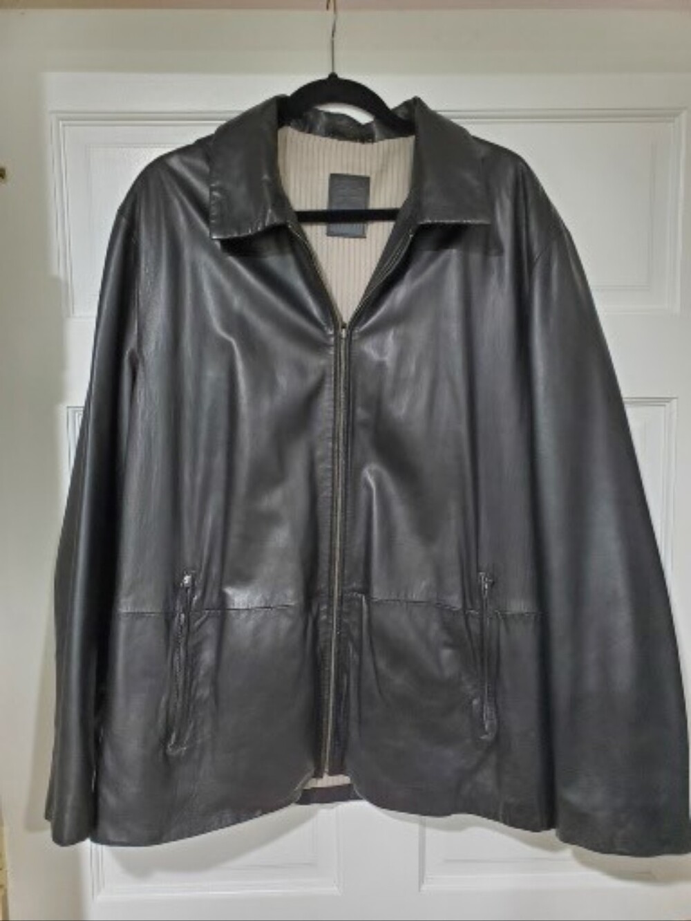 Vintage Robert Comstock Black Soft  Leather Zip-Front Jacket